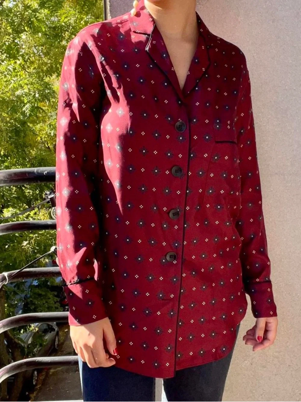 rag & bone 100% silk pajama top and pants Rudy set diamond print - Picture 7 of 11